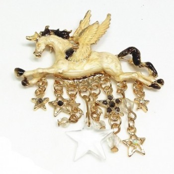 QTMY Unicorn Pegasus Star Crystal Tassel Broach Brooch Pin for Unisex - CS12LLLU5IP