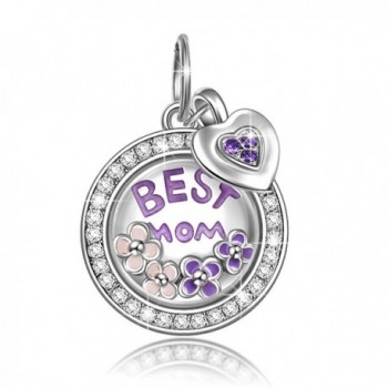 NinaQueen "Best Mom" Locket Charms 925 Sterling Silver Dangle Charms Pendant for Necklace - CF186S2XRAO