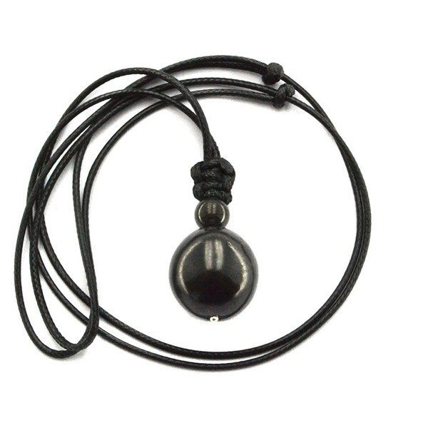 Wallystone Gems: Shungite Energy Pendant Round Balance Beads Adjustable Cord - CN17Z4XUZ8H