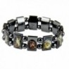 4030165 Saints Angels Black Hematite Bracelet with Beads Stretch Jesus - CM11932NZLJ