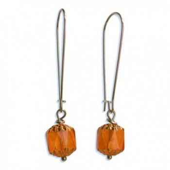 Sabai NYC Long Vintage Bohemian Style Faceted Glass Earrings on Kidney Ear Wires - Sunset Orange - CB185LRGCN4