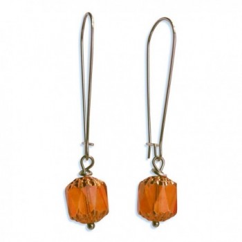 Sabai NYC Long Vintage Bohemian Style Faceted Glass Earrings on Kidney Ear Wires - Sunset Orange - CB185LRGCN4