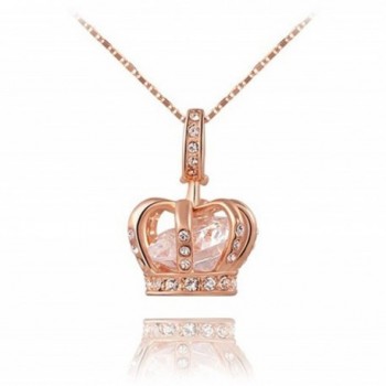 TIDOO Jewelry Womens Queen Crown Pendant Necklace 3 Lays Rose Gold/Platinum Plated With Austrain Crystals - GOLD - CW11X7ZJTJZ