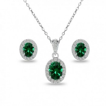 Sterling Simulated Emerald Necklace Earrings - Simulated Emerald - CV187KKTM4W