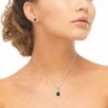 Sterling Simulated Emerald Necklace Earrings