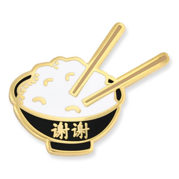 PinMart's Chinese Rice Bowl with Chopsticks Food Enamel Lapel Pin - CJ17YGWCY9U