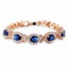 GULICX Women's Gold Plated 5 Oval Cubic Zirconia Tennis Link Blue Bracelet Sapphire Color - CW12EQ6WXXH