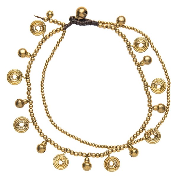 81stgeneration Women's Brass Gold Tone Spiral Bell Bead Ankle Anklet Bracelet- 28 cm - CB114ZE1LOD