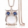 Owl Long Chain Pendant Necklaces Sweater Necklaces Large Created Opal Pendant with 30" Chunky Chain - GOLD OWL - CO186X8LETK