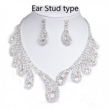 Belle House Sliver Rhinestones Necklace Earrings Jewelry Sets for Wedding Bridal Party BH15018 - 15042-Silver - CM184WEXWC7