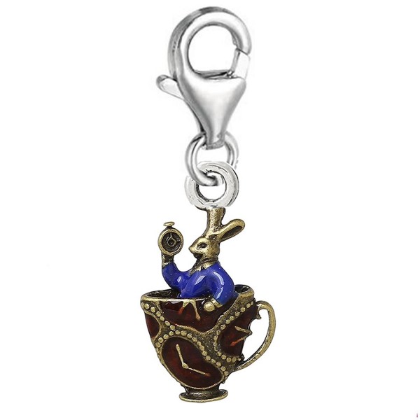 Rabbit in Tea Cup Clip on Pendant Charm for Bracelet or Necklace - CC125KZLH17