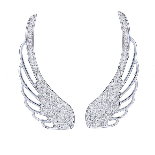 Angel Wings Ear Cuff Pins CZ Crystal Hook Earrings Silver Tone - 1 ...