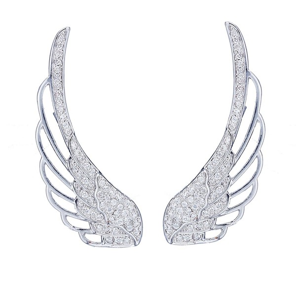 Chicinside Angel Wings Ear Cuff Pins CZ Crystal Hook Earrings Silver Tone - 1 - CH17YQ004YQ