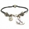 ChubbyChicoCharms Goddaughter Heart- Pewter Beaded Black Waxed Cotton Cord Bracelet- 2.5" - CP12JOO45Z5