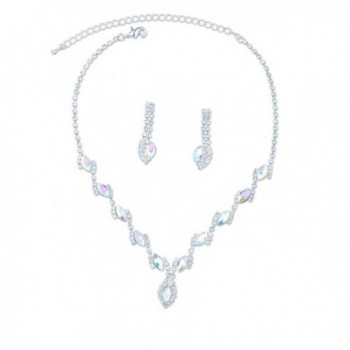 Topwholesalejewel Bridal Jewelry Set Silver Crystal Rhinestone Necklace Earring For Wedding - C0121JXH97Z