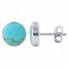 Gem Avenue 925 Sterling Silver 8mm Simulated Blue Turquoise Post back Stud Earrings - C0117OHB80Z