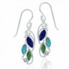 Rhodium Plated 925 Sterling Silver Triple Marquise Gemstone Dangle Earrings - Blue Stone - CN126ZLRH8H