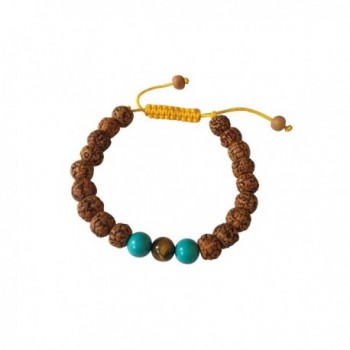 Tibetan Mala Rudraksha Wrist Mala Yoga Bracelet with Turquoise and Tiger Spacers - C5127IXIX1V