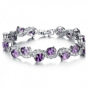 Jade Angel Women Platinum Plated Purple Cubic Zirconia Bracelet Wedding Jewelry - Purple - CY120JL1YS3