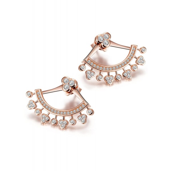 Wistic Sterling Silver Earrings Crystal Ear Cuff Earrings Ear Jacket for Women Girls - CV1270V7803