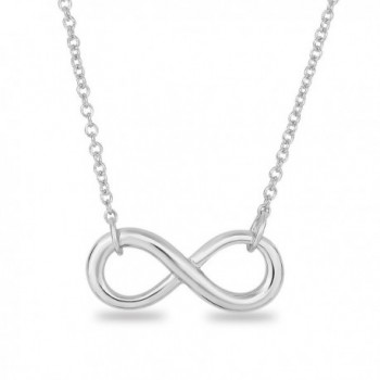 Rhodium Plated Sterling Silver Plain Classic Infinity Symbol Chain Necklace-18" - CZ11V9PLYSJ
