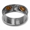 Sterling Silver Amber and Crystal Oval Band Ring - CZ11LGRH3HB