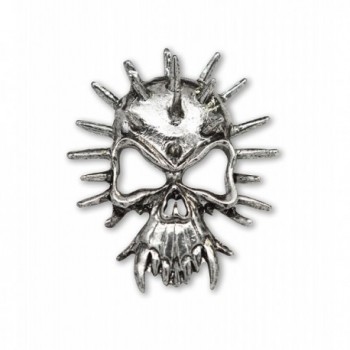 Gothic Spiked Skull with Fangs Jacket or Hat Pin Antique Silver Finish Pewter - CP12BLKAJ09