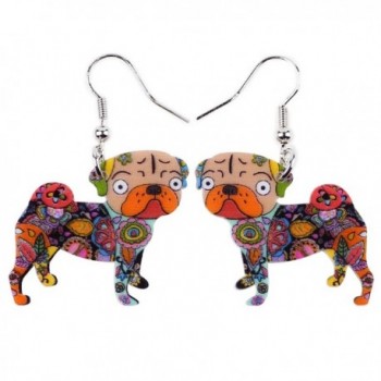 BONSNY Signature Dog Collection "BISCUIT"PUG DOG Statement Acrylic Long drop Dangle Earrings - Multicolor - CP12O1VZYEA