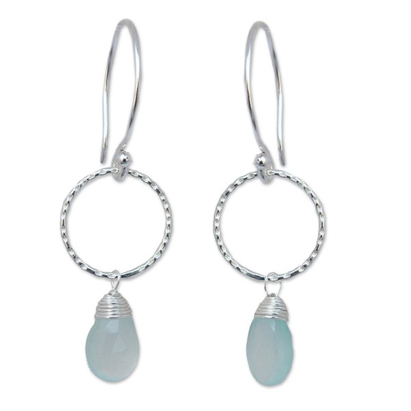 NOVICA .925 Sterling Silver and Chalcedony Gemstone Dangle Earrings- 'Mystic Solo' - C2112KLSLM3