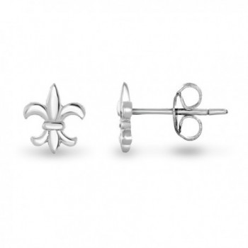 Sterling Silver the Mini Fleur De Lis Lily Flower Stud Earrings - CE11UZ1P8ML