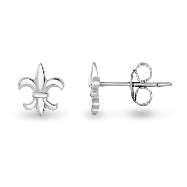 Sterling Silver the Mini Fleur De Lis Lily Flower Stud Earrings - CE11UZ1P8ML