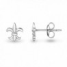 Sterling Silver the Mini Fleur De Lis Lily Flower Stud Earrings - CE11UZ1P8ML