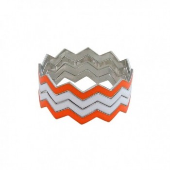 ZigZag Bangles Chevron Design Bracelets - Orange and White - C611GDYYUUZ