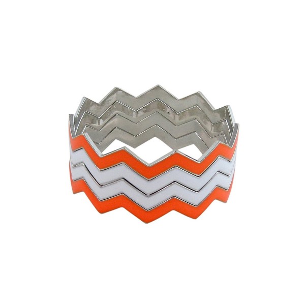 ZigZag Bangles Chevron Design Bracelets - Orange and White - C611GDYYUUZ