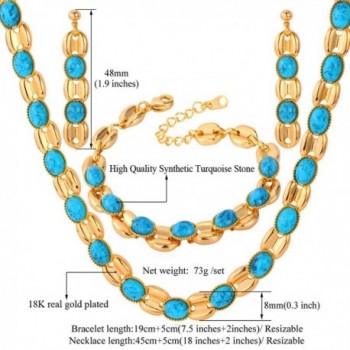 U7 Turquoise Necklace Bracelet Earrings in Women's Jewelry Sets