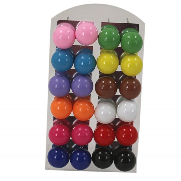 Easting 12Pairs 12mm Fashion Elegant Candy Bubble Color Round Lovely Resin Ball Stud Earrings - CJ123KWHXD3