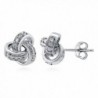 BERRICLE Rhodium Plated Sterling Silver Cubic Zirconia CZ Love Knot Stud Earrings - C9113OXKCJL