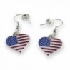 American Flag Patriotic Heart Glitter Earrings - C917Y04663X