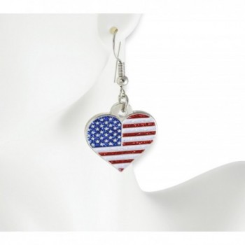 American Patriotic Heart Glitter Earrings