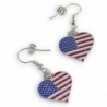 American Patriotic Heart Glitter Earrings in Women's Drop & Dangle Earrings