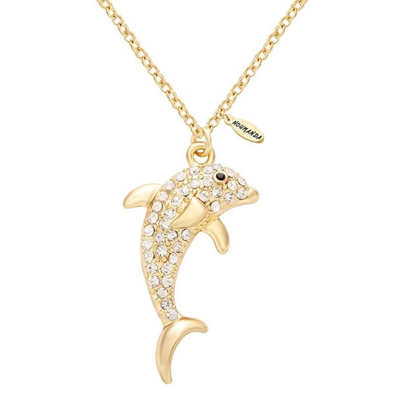 NOUMANDA Lovely Dolphin Crystal Pendant Necklace for Women Jewelry - CX12N6CBMW5