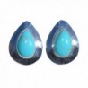Tear Drop Sterling Silver Navajo Turquoise Stone Stud Earrings Handcrafted Indian Jewelry New Mexico - C71201Z5H2B