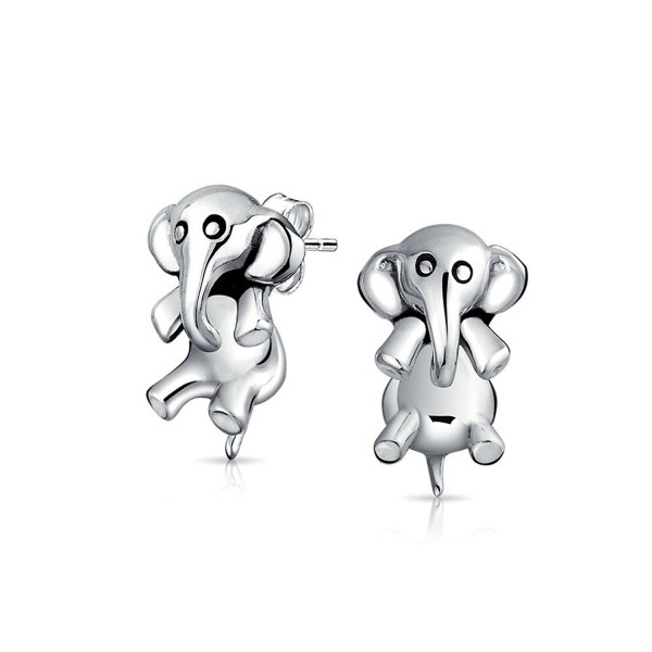Bling Jewelry Lucky Elephant Animal Jacket Stud earrings 925 Sterling Silver 11mm - CI11Y5N7K5N