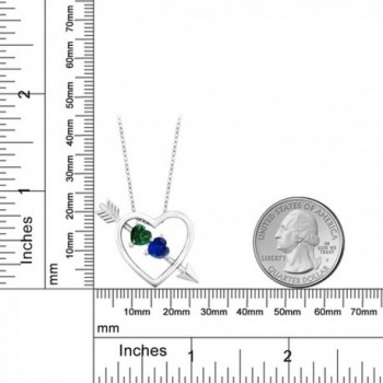 Simulated Emerald Sapphire Silver Pendant