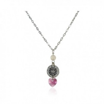 New Design Swarovski Elements Crystal Heart Pendant With White Stone- 16 Inches Nickel Free Jewelry - Pink - CA12ILNXDVR