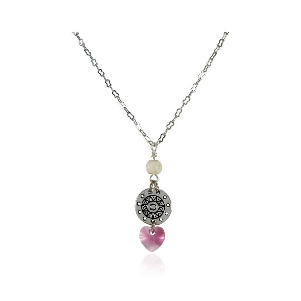 New Design Swarovski Elements Crystal Heart Pendant With White Stone- 16 Inches Nickel Free Jewelry - Pink - CA12ILNXDVR
