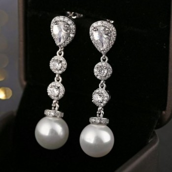 Pearl Dangle Earrings Wedding Rhinestone