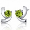 Illuminating 2.00 Carats Peridot Round Cut Earrings in Sterling Silver Rhodium Nickel Finish - CV116NSEC9Z