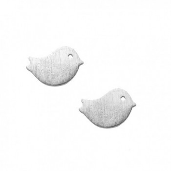 Spinningdaisy Handcrafted Brushed Metal Tweet Bird Stud Earrings - CX11XPWA3BH