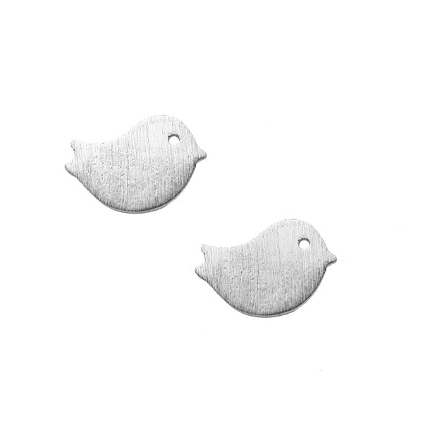 Spinningdaisy Handcrafted Brushed Metal Tweet Bird Stud Earrings - CX11XPWA3BH